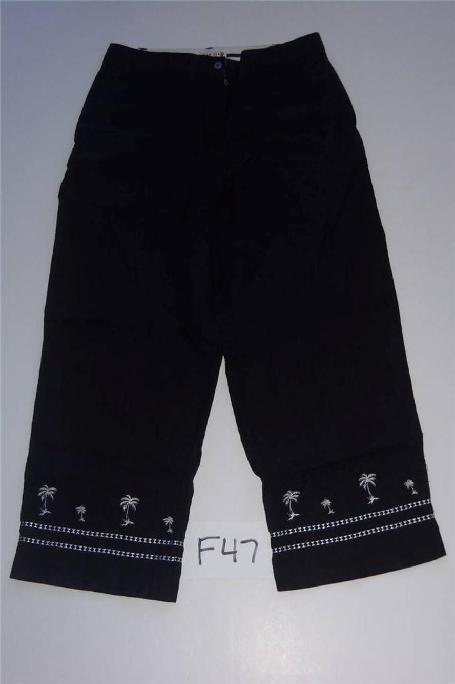 Jillian Jones Black Capris Pants Size 10 Linen -0114F47